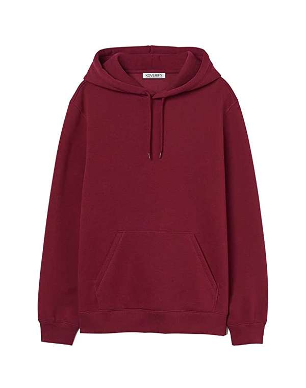 Solid Relaxed Fit Hoodie - Maroon - Koverify