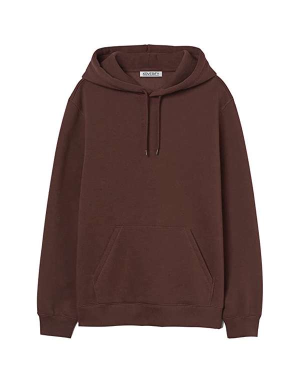Solid Relaxed Fit Hoodie - Brown - Koverify