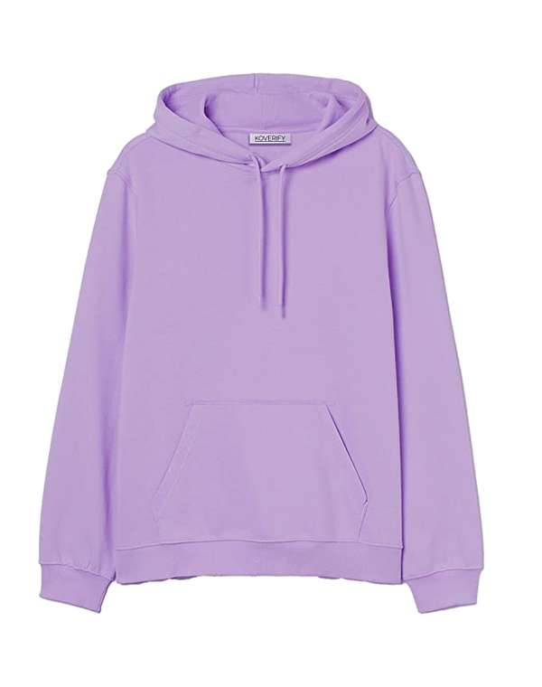 Solid Relaxed Fit Hoodie - Light Purple - Koverify